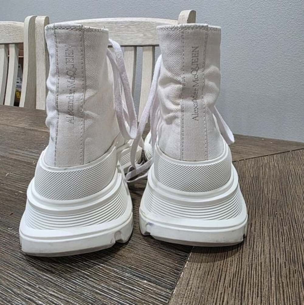 Alexander McQueen White Tread Slick Chunky Platform HighTop Boots Size 5 / EU 35 - Picture 4 of 9